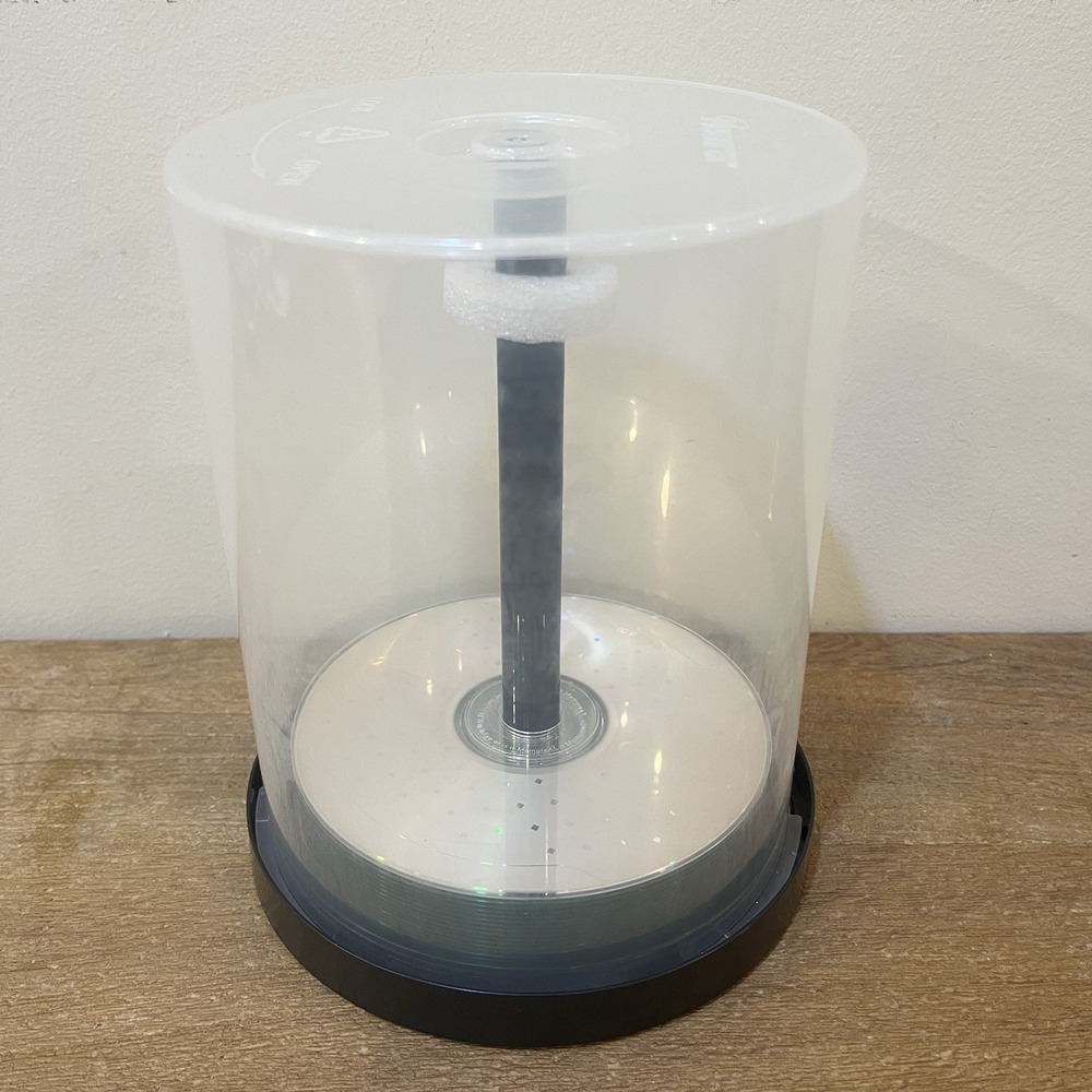 Memorex 100 Disc CD DVD Storage Spindle Cake Box Case w 17 Blank CD-R Discs
